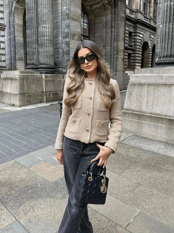 Valerisse - Damen Tweedjacke Beige