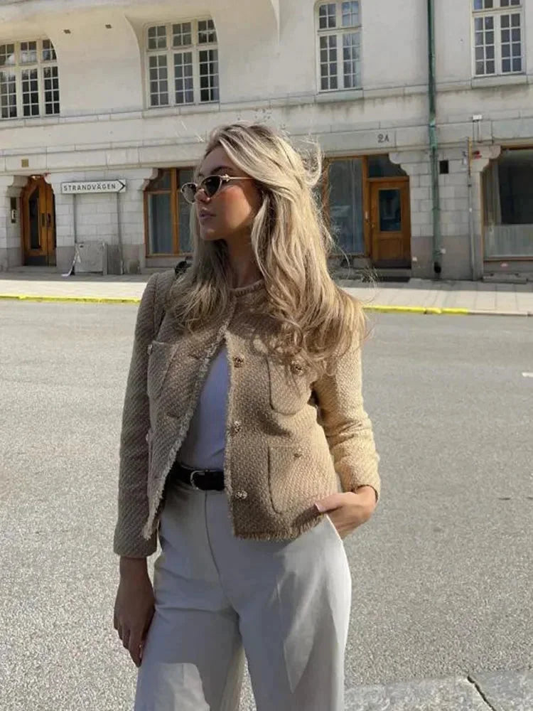 Valerisse - Damen Tweedjacke Beige