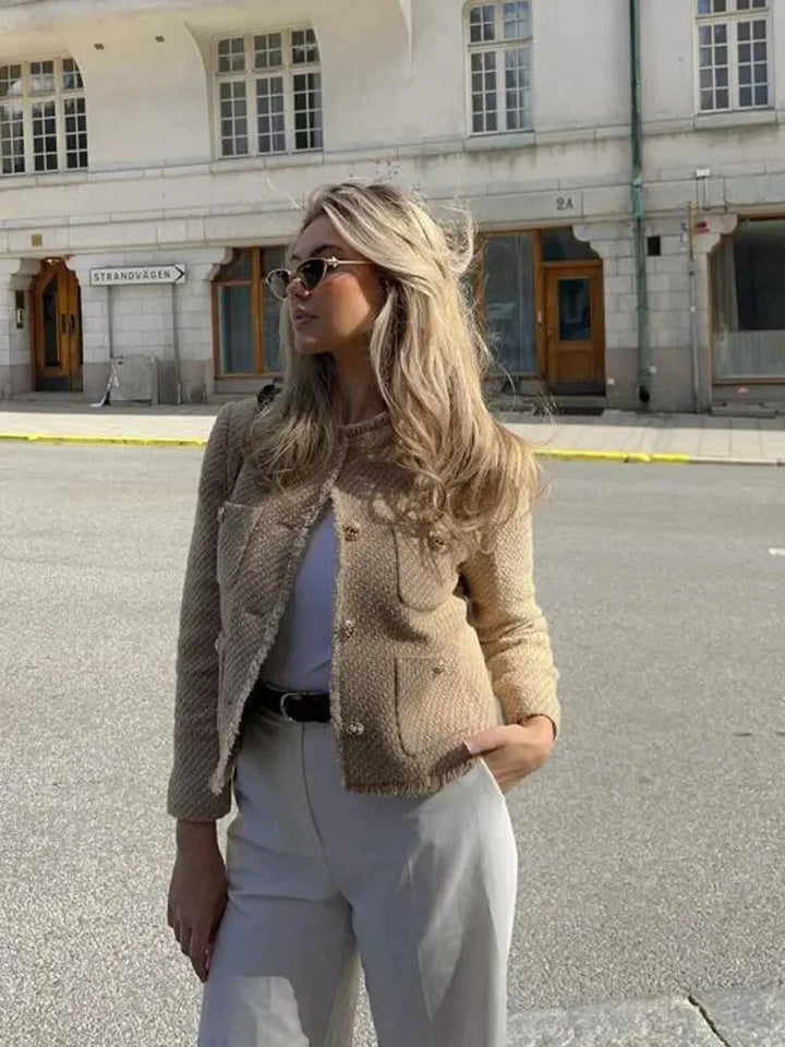 Valerisse - Damen Tweedjacke Beige