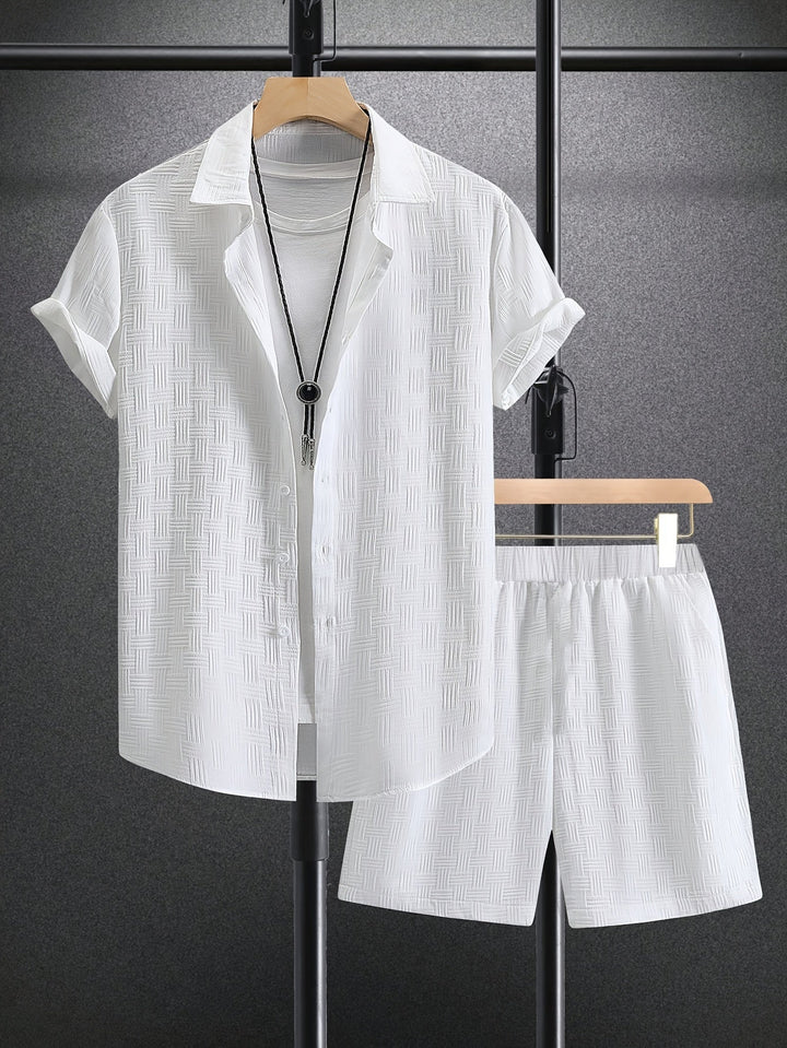 Men's 2 Piece Shirt Shorts Matching Outfit Set - Image 3