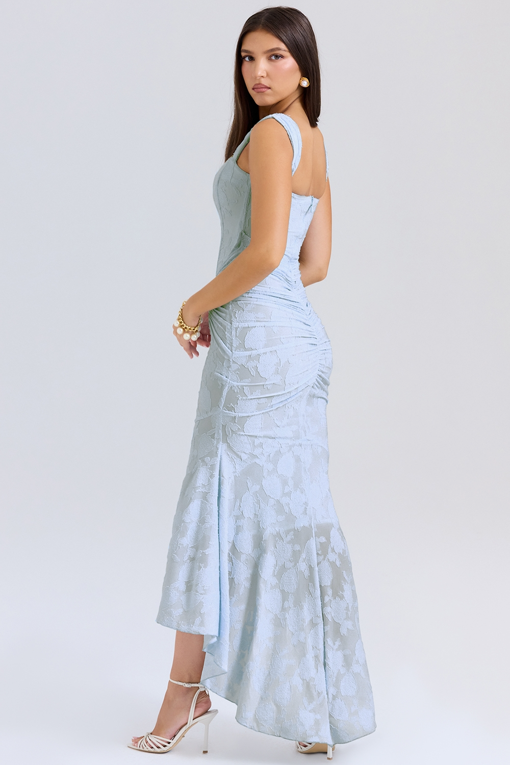 Lioraelle - Florales Korsett Midi Kleid Mit Asymmetrischem Schnitt