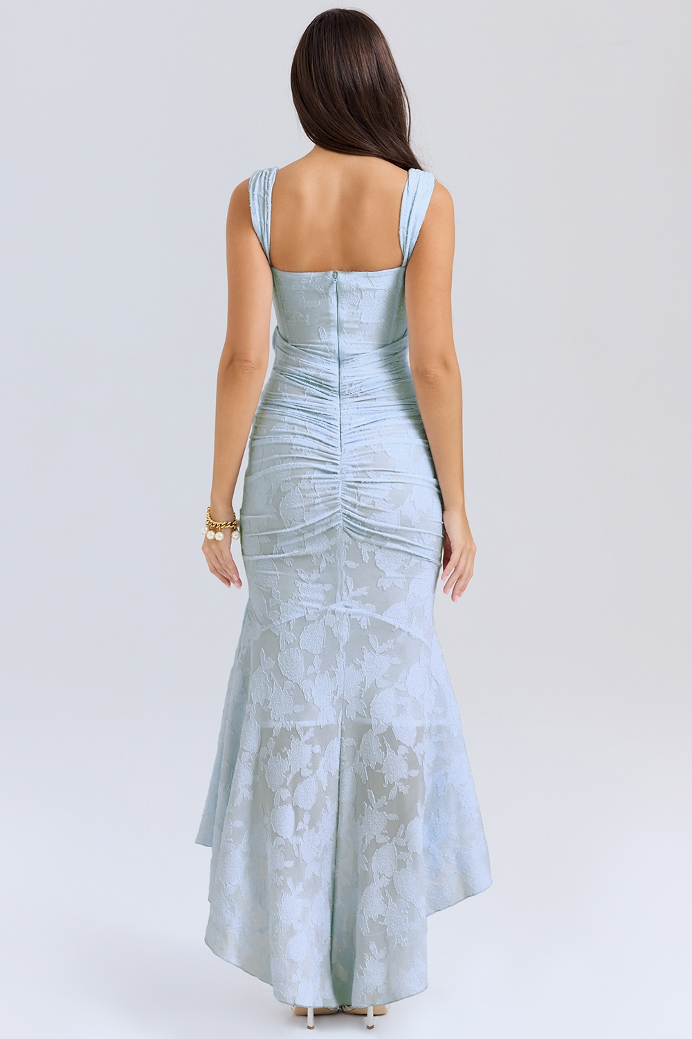 Lioraelle - Florales Korsett Midi Kleid Mit Asymmetrischem Schnitt