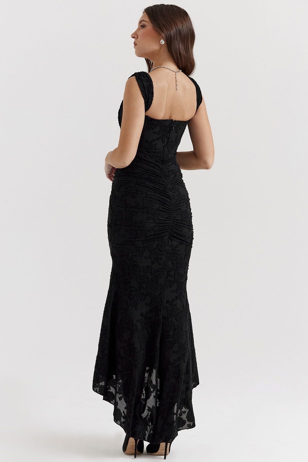Lioraelle - Florales Korsett Midi Kleid Mit Asymmetrischem Schnitt