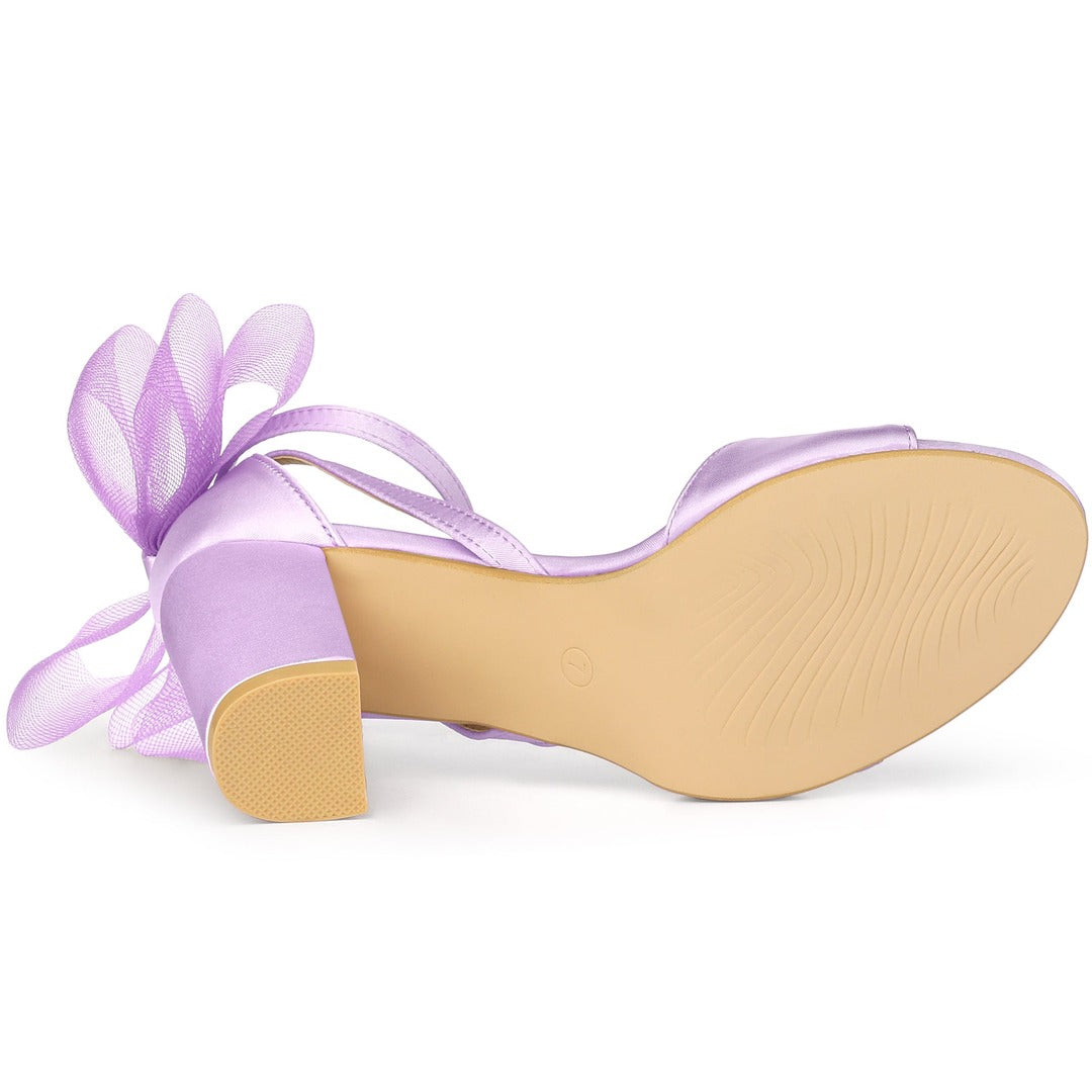 Damen Blockabsatz Sandalen Offene Zehe Knöchelriemen Schleife - Image 12