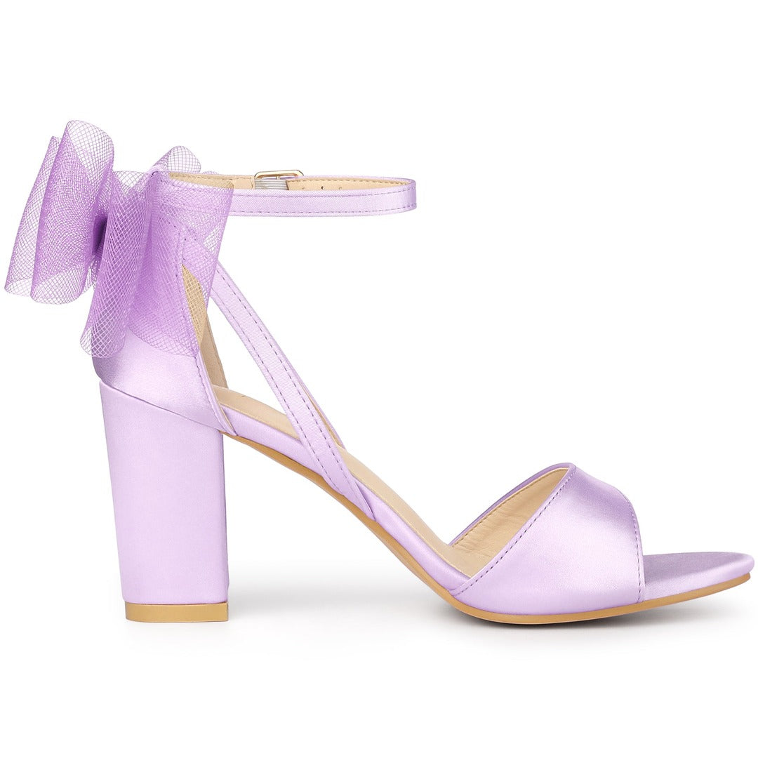 Damen Blockabsatz Sandalen Offene Zehe Knöchelriemen Schleife - Image 13