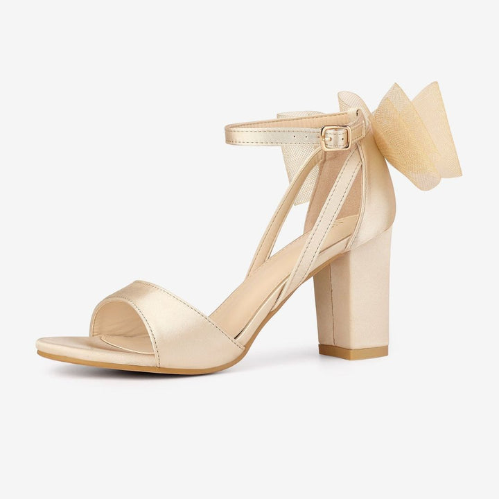 Damen Blockabsatz Sandalen Offene Zehe Knöchelriemen Schleife - Image 5