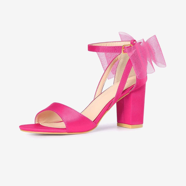 Damen Blockabsatz Sandalen Offene Zehe Knöchelriemen Schleife - Image 14