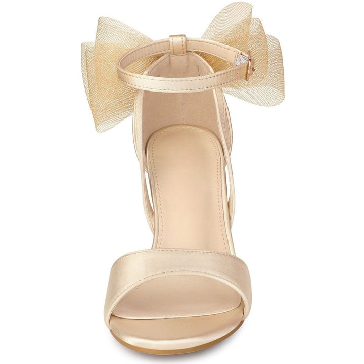 Damen Blockabsatz Sandalen Offene Zehe Knöchelriemen Schleife - Image 7