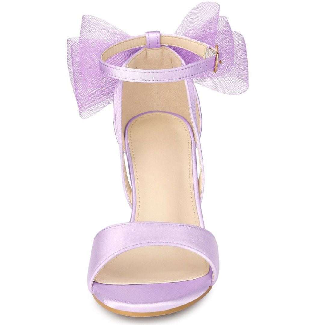 Damen Blockabsatz Sandalen Offene Zehe Knöchelriemen Schleife - Image 11