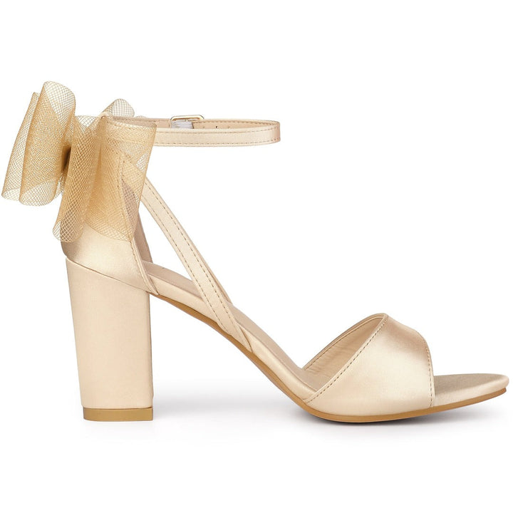 Damen Blockabsatz Sandalen Offene Zehe Knöchelriemen Schleife - Image 8