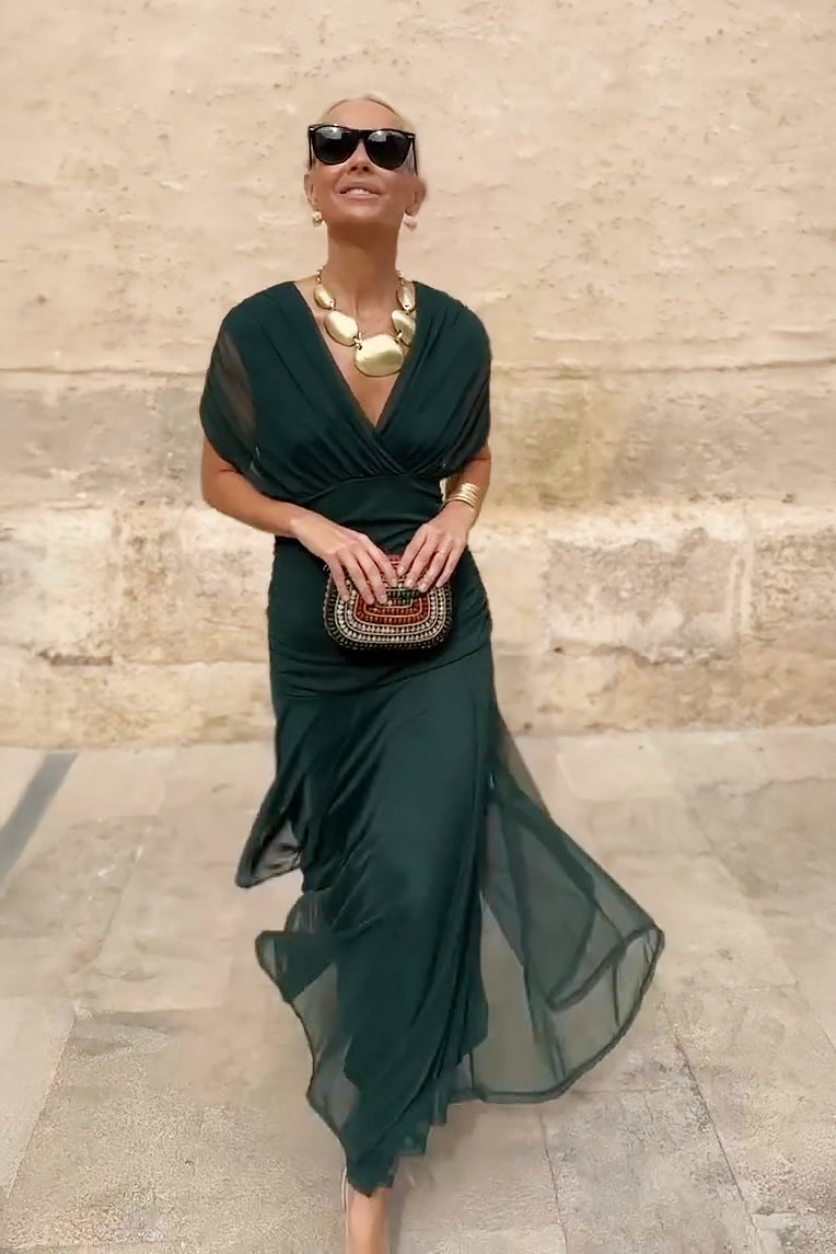 Cassia - Schulterfrei mit Drapierung Maxi Kleid