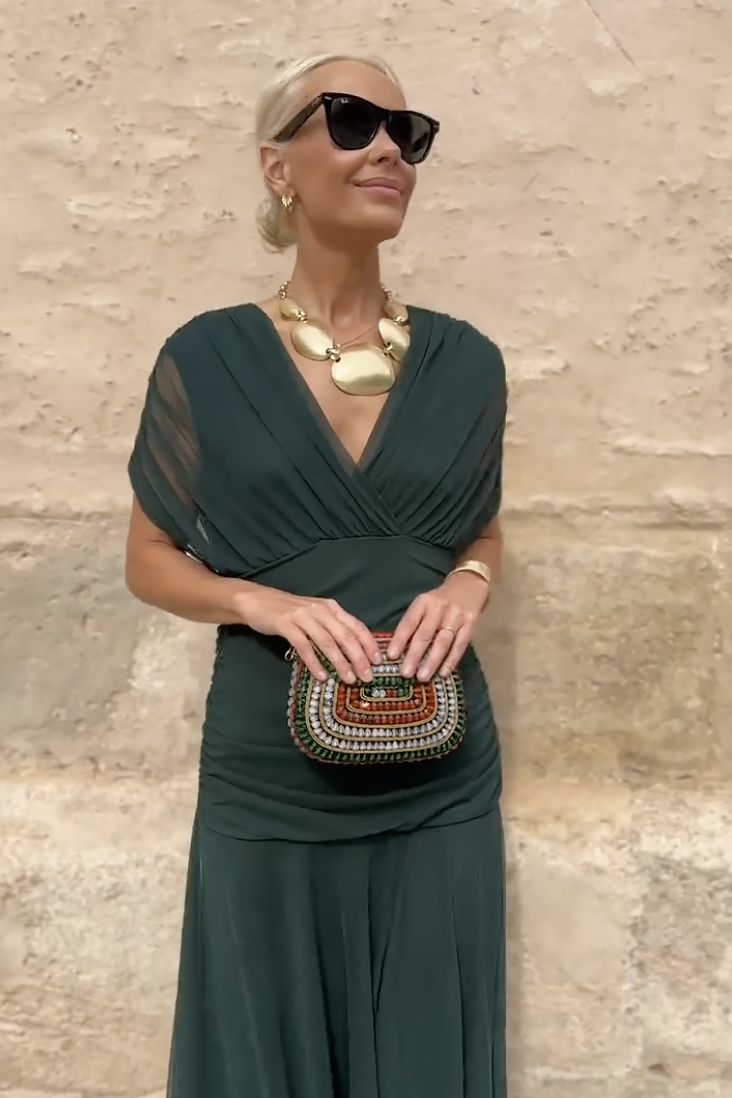 Cassia - Schulterfrei mit Drapierung Maxi Kleid