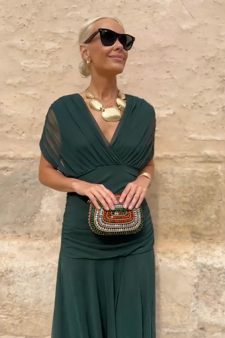 Cassia - Schulterfrei mit Drapierung Maxi Kleid