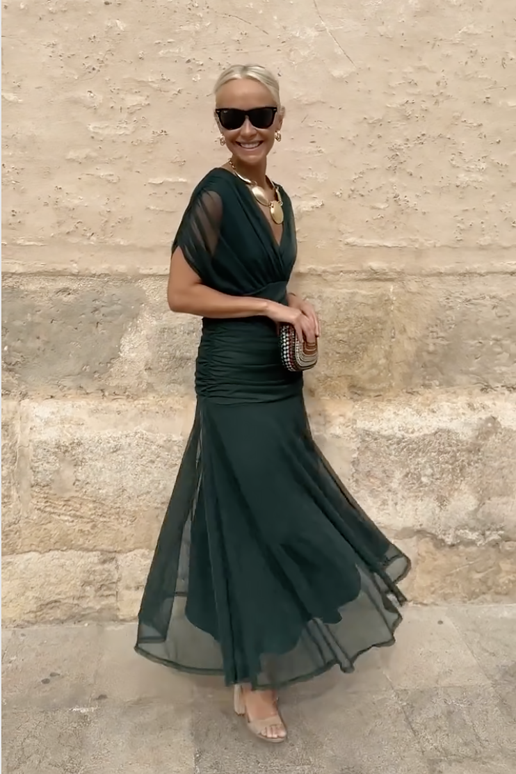 Cassia - Schulterfrei mit Drapierung Maxi Kleid