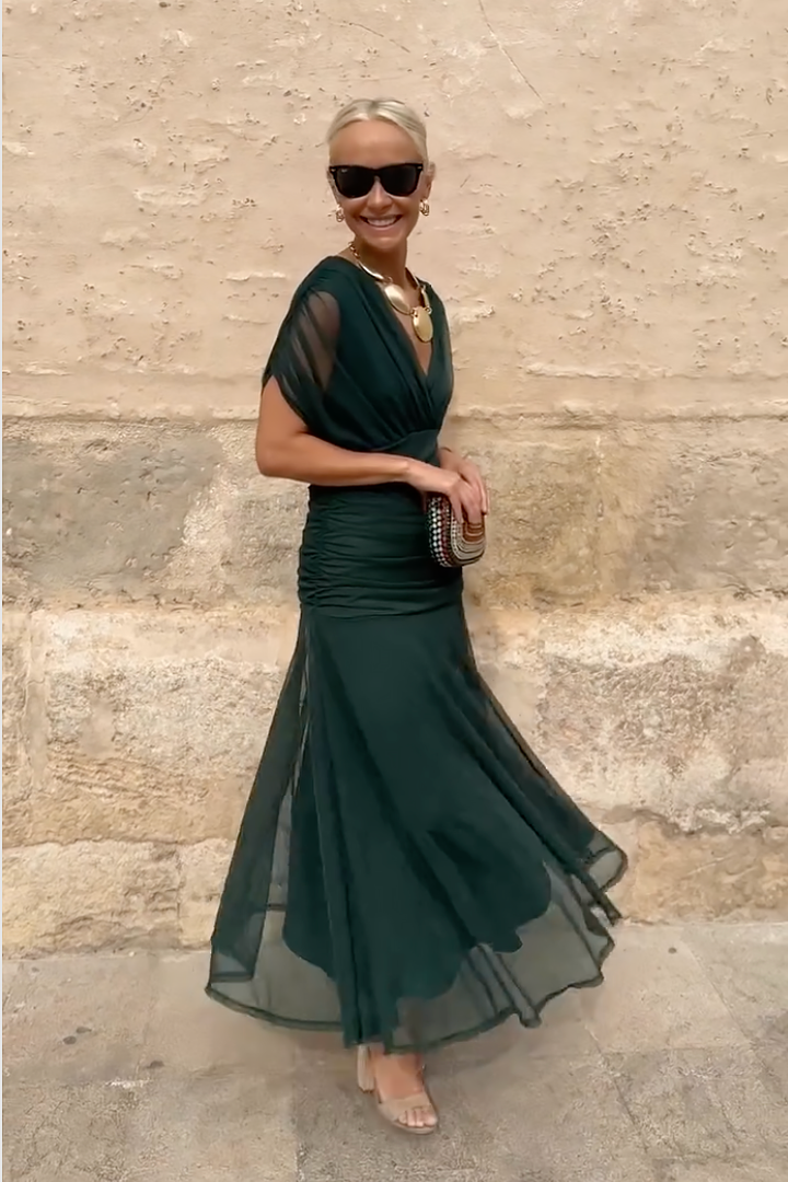 Cassia - Schulterfrei mit Drapierung Maxi Kleid
