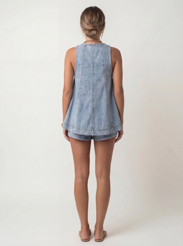 Capri - Denim Zweiteiler Set Damen