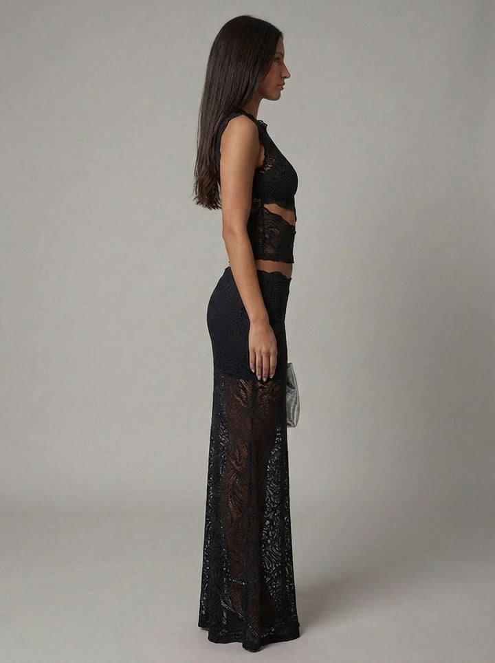 Lyra - Damen Spitzen Zweiteiler Maxi Set