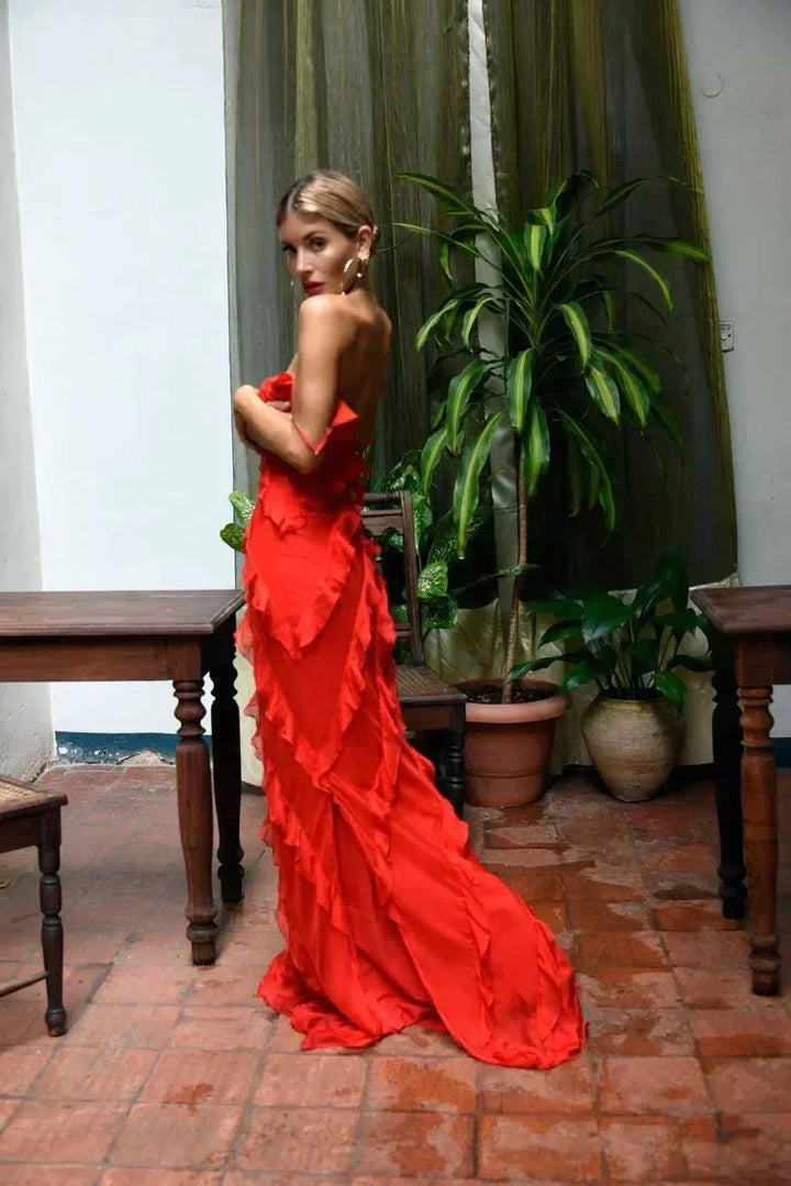 Celuné - Elegantes Rüschen Maxikleid