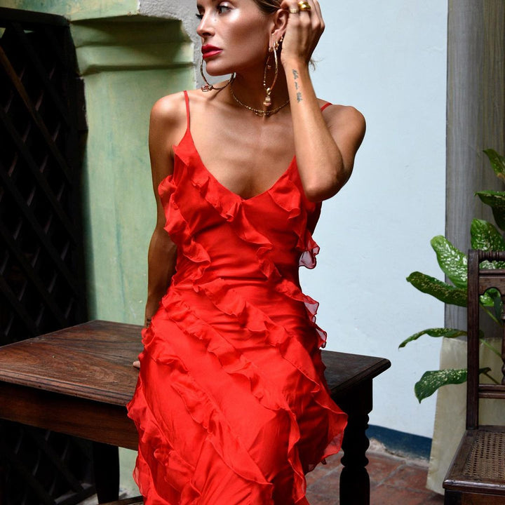 Celuné - Elegantes Rüschen Maxikleid