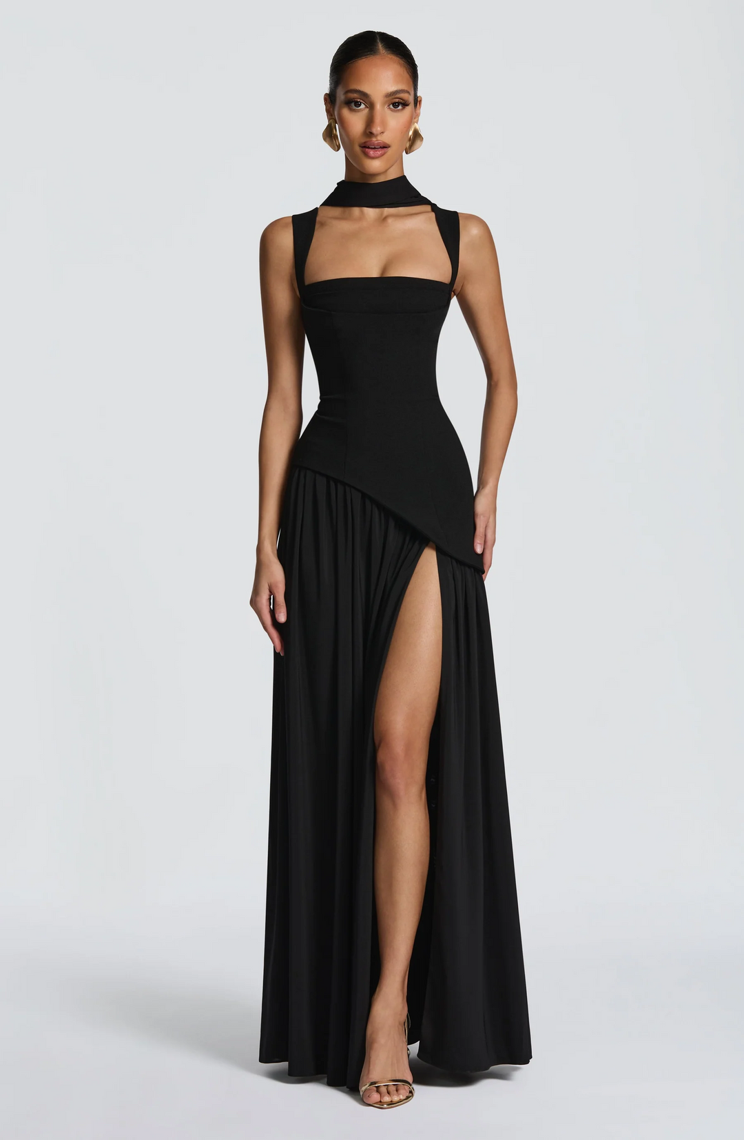 Avelisse - Satin Maxi Kleid Verstellbare Träger