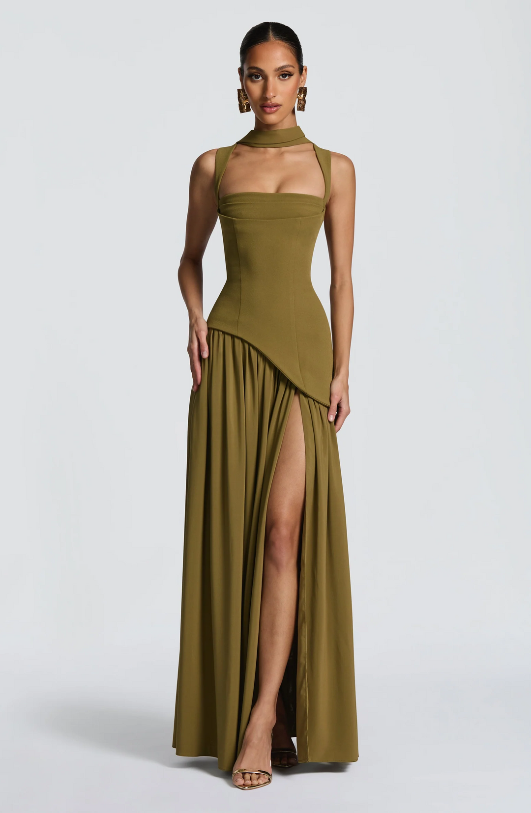 Avelisse - Satin Maxi Kleid Verstellbare Träger