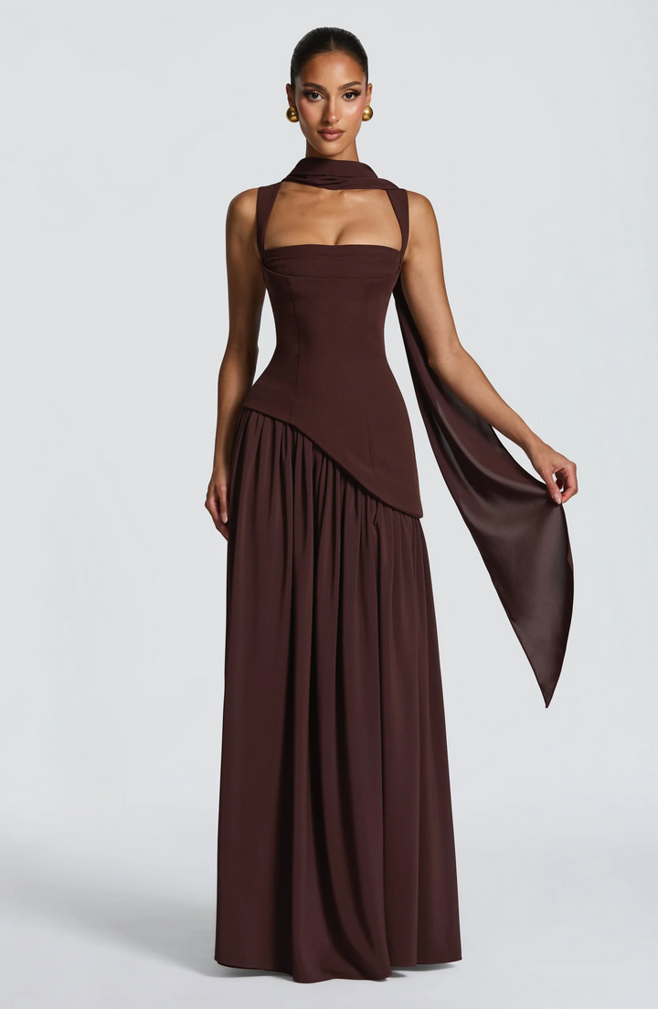 Avelisse - Satin Maxi Kleid Verstellbare Träger