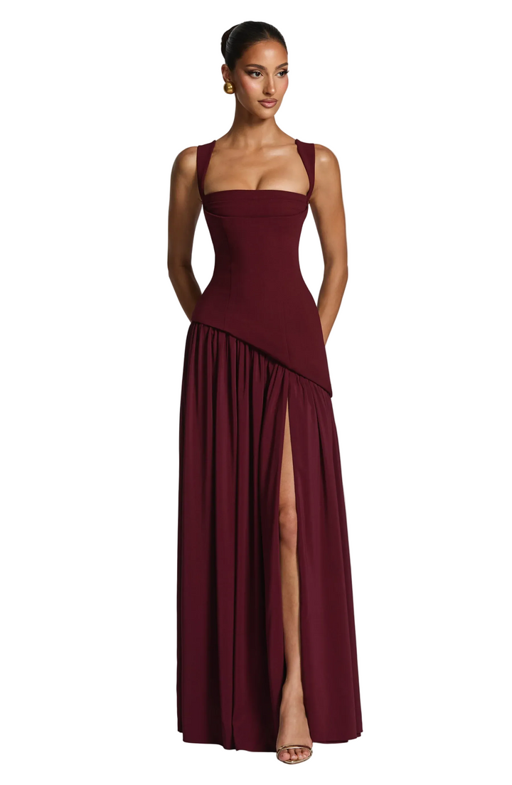 Avelisse - Satin Maxi Kleid Verstellbare Träger