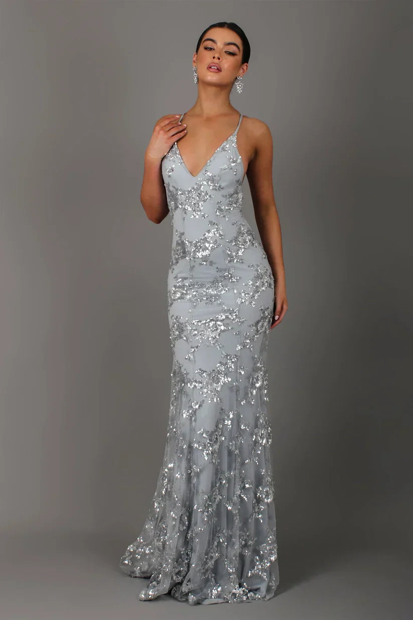Celestique - Pailletten Maxikleid