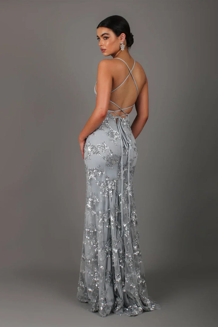 Celestique - Pailletten Maxikleid