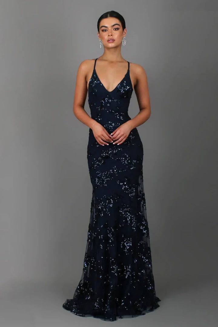 Celestique - Pailletten Maxikleid