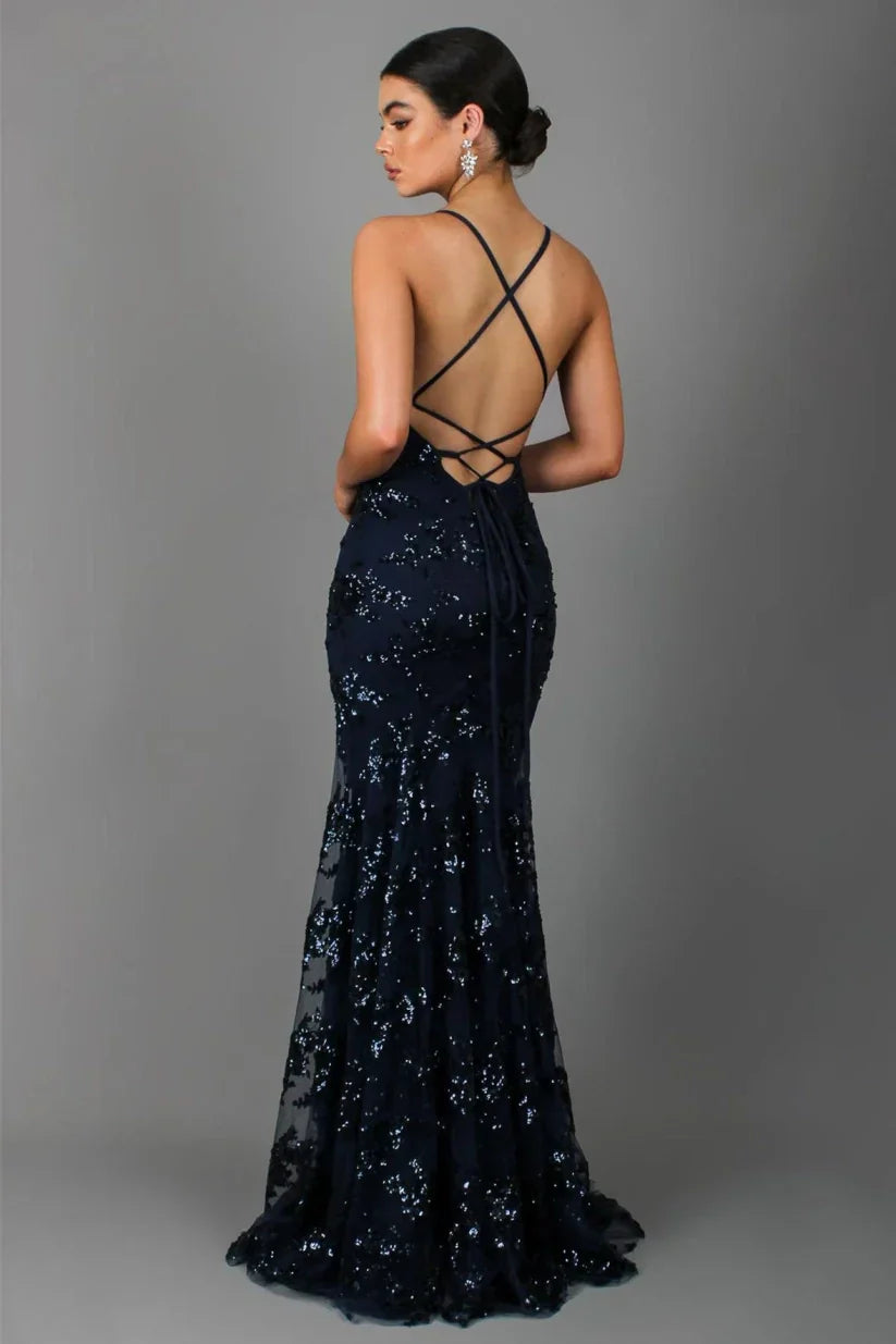 Celestique - Pailletten Maxikleid