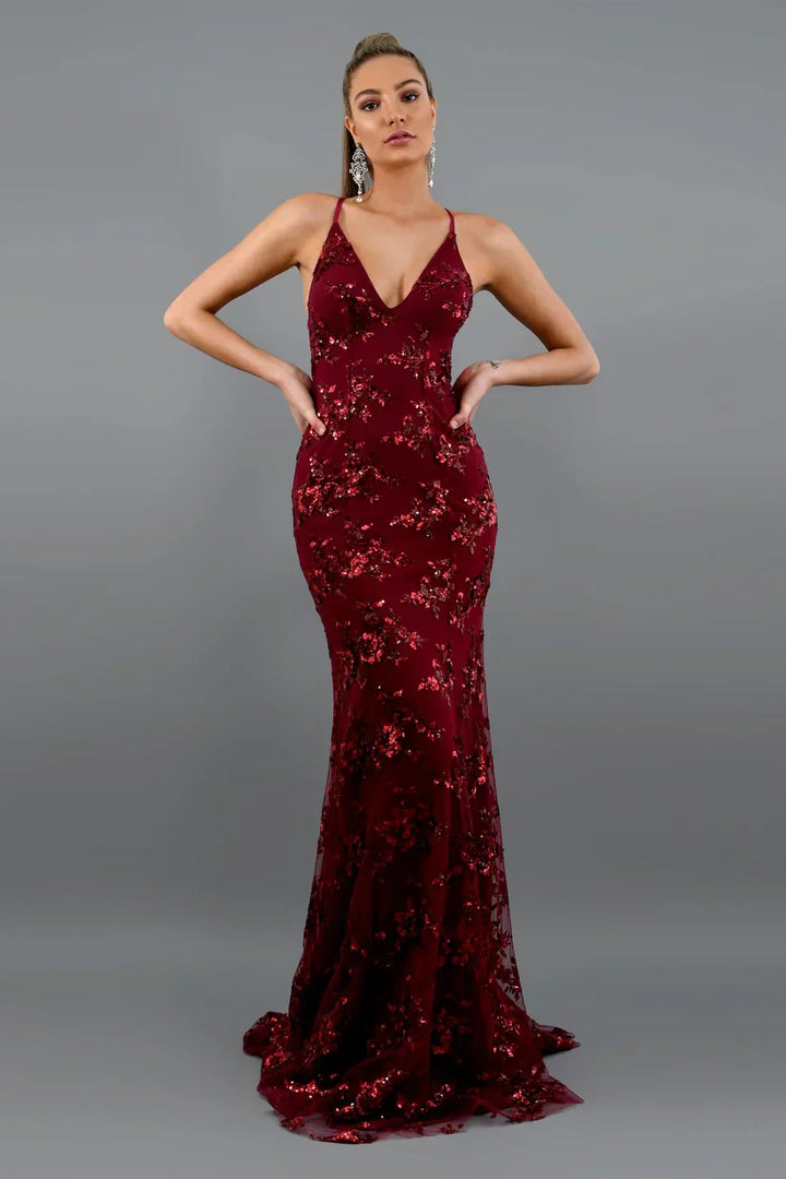 Celestique - Pailletten Maxikleid