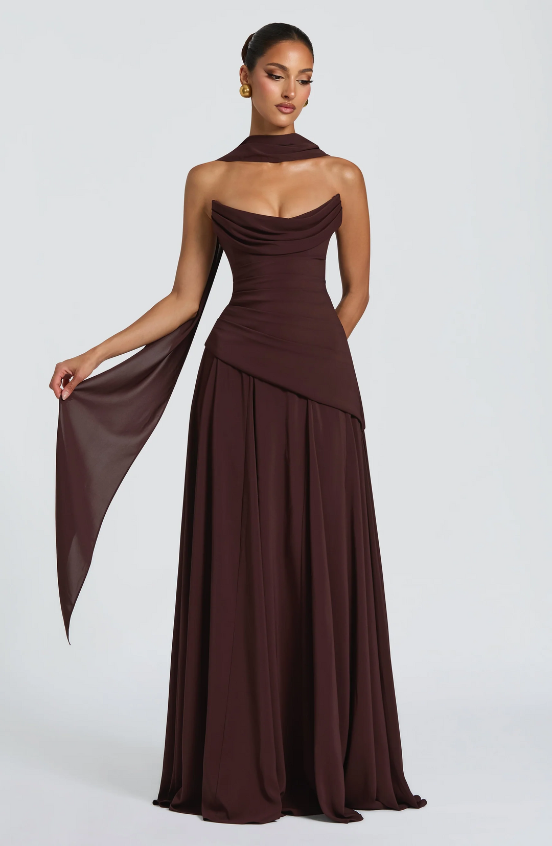 Elunara - Trägerloses Maxi Kleid Glatter Fall