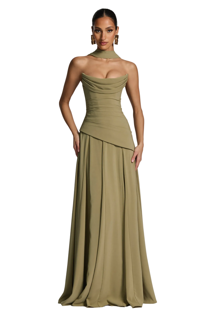 Elunara - Trägerloses Maxi Kleid Glatter Fall