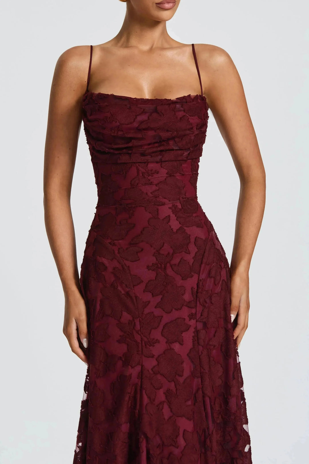Celestine - Damen Blumen Wasserfall Maxikleid für Hochzeitsgäste