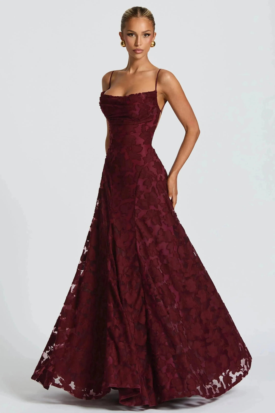Celestine - Damen Blumen Wasserfall Maxikleid für Hochzeitsgäste