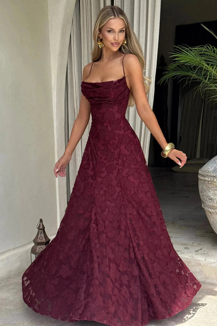 Celestine - Damen Blumen Wasserfall Maxikleid für Hochzeitsgäste