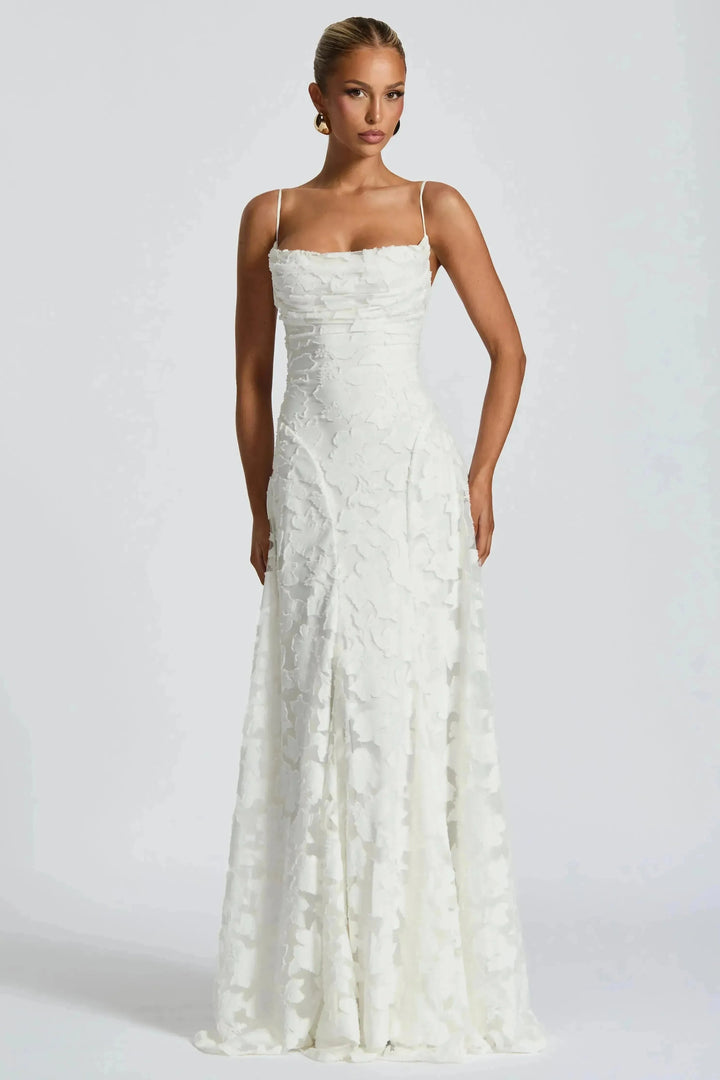 Celestine - Damen Blumen Wasserfall Maxikleid für Hochzeitsgäste