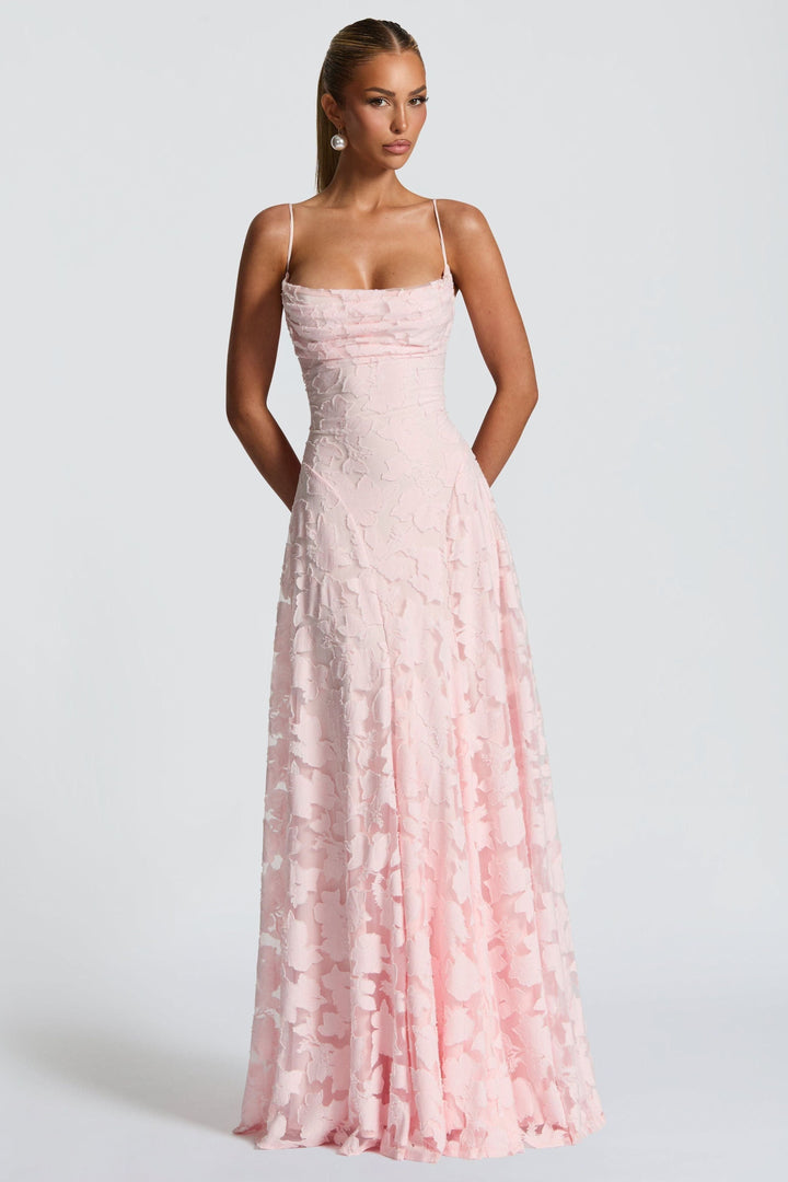 Celestine - Damen Blumen Wasserfall Maxikleid für Hochzeitsgäste
