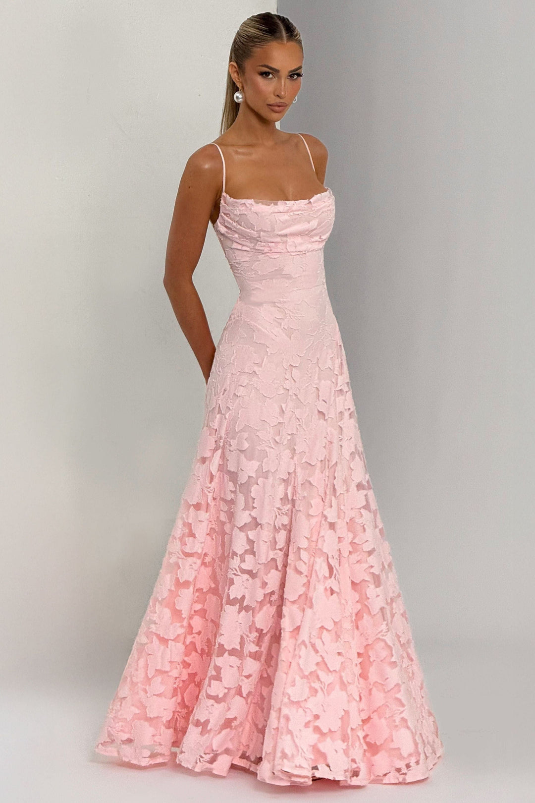 Celestine - Damen Blumen Wasserfall Maxikleid für Hochzeitsgäste