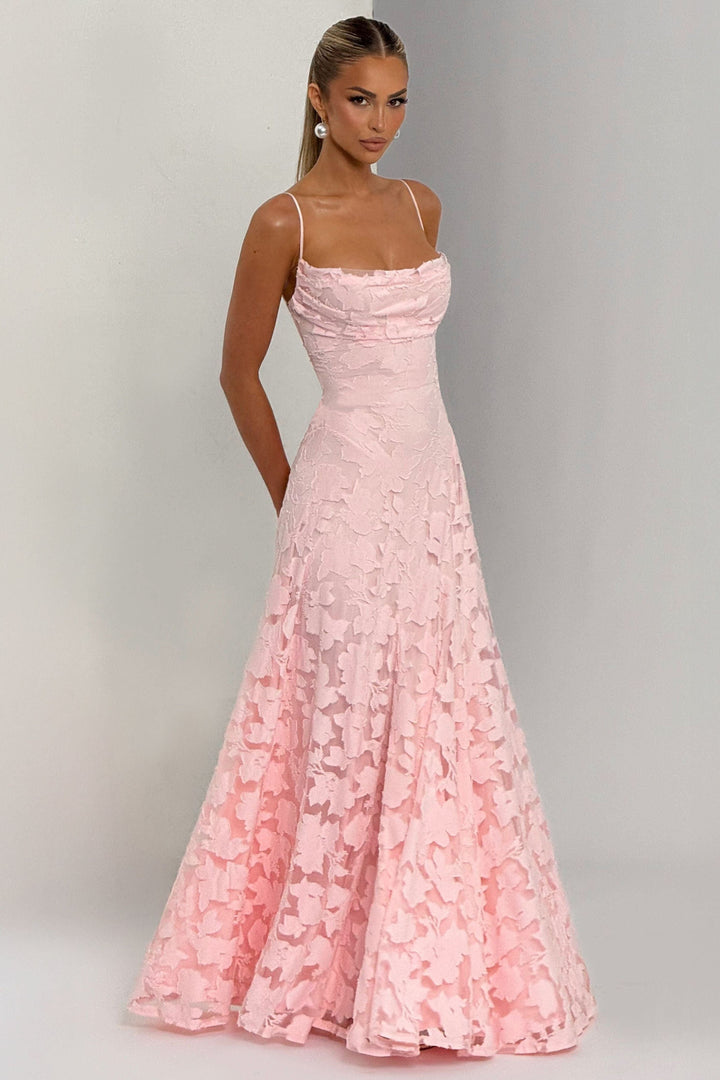 Celestine - Damen Blumen Wasserfall Maxikleid für Hochzeitsgäste