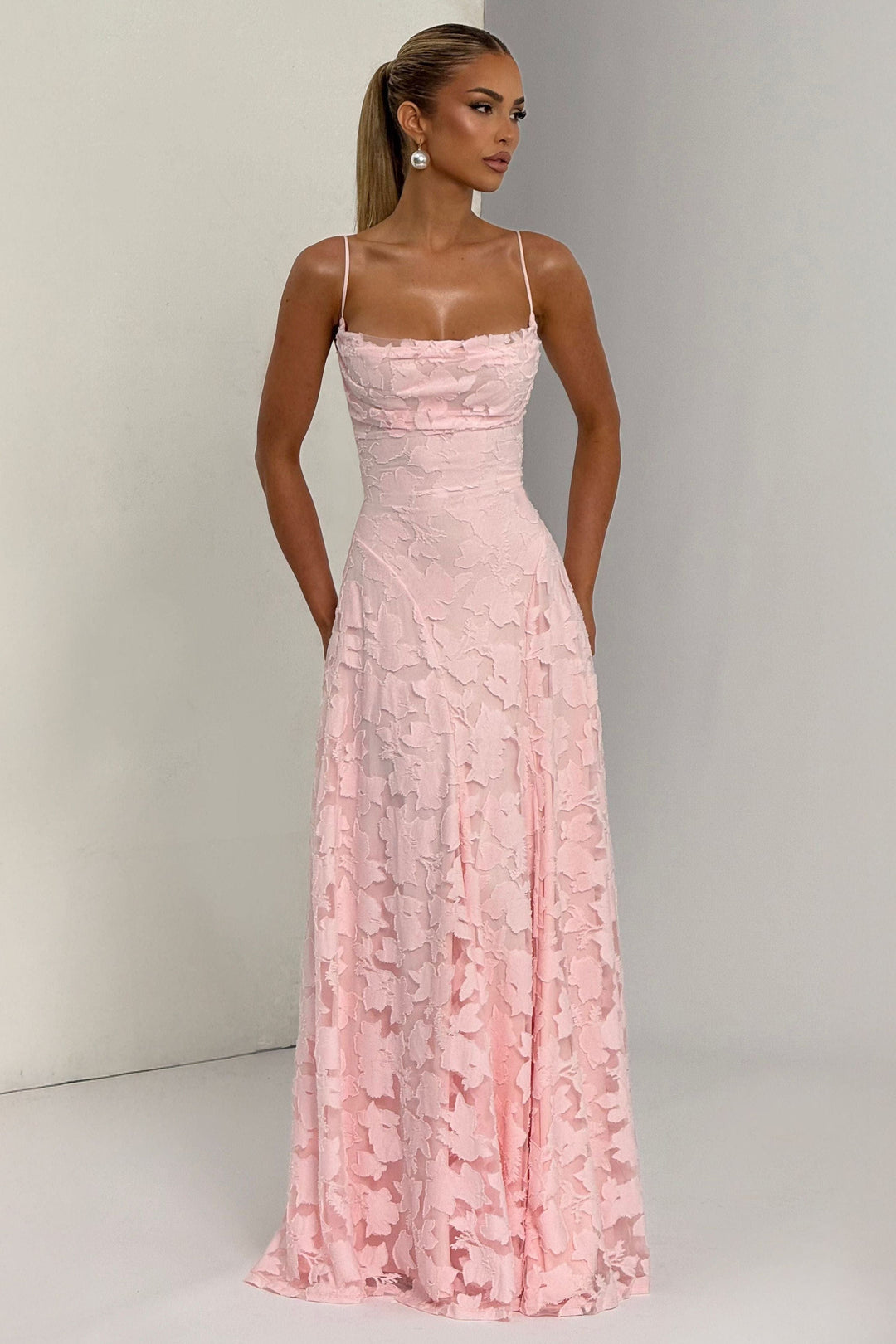 Celestine - Damen Blumen Wasserfall Maxikleid für Hochzeitsgäste