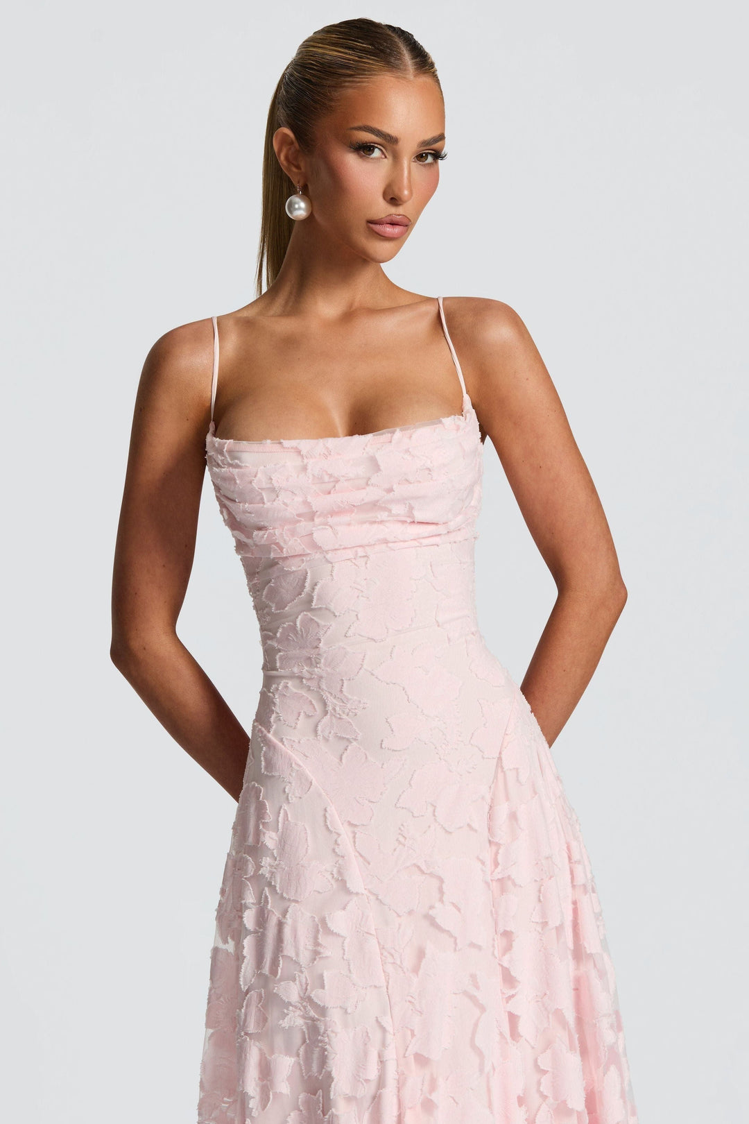 Celestine - Damen Blumen Wasserfall Maxikleid für Hochzeitsgäste