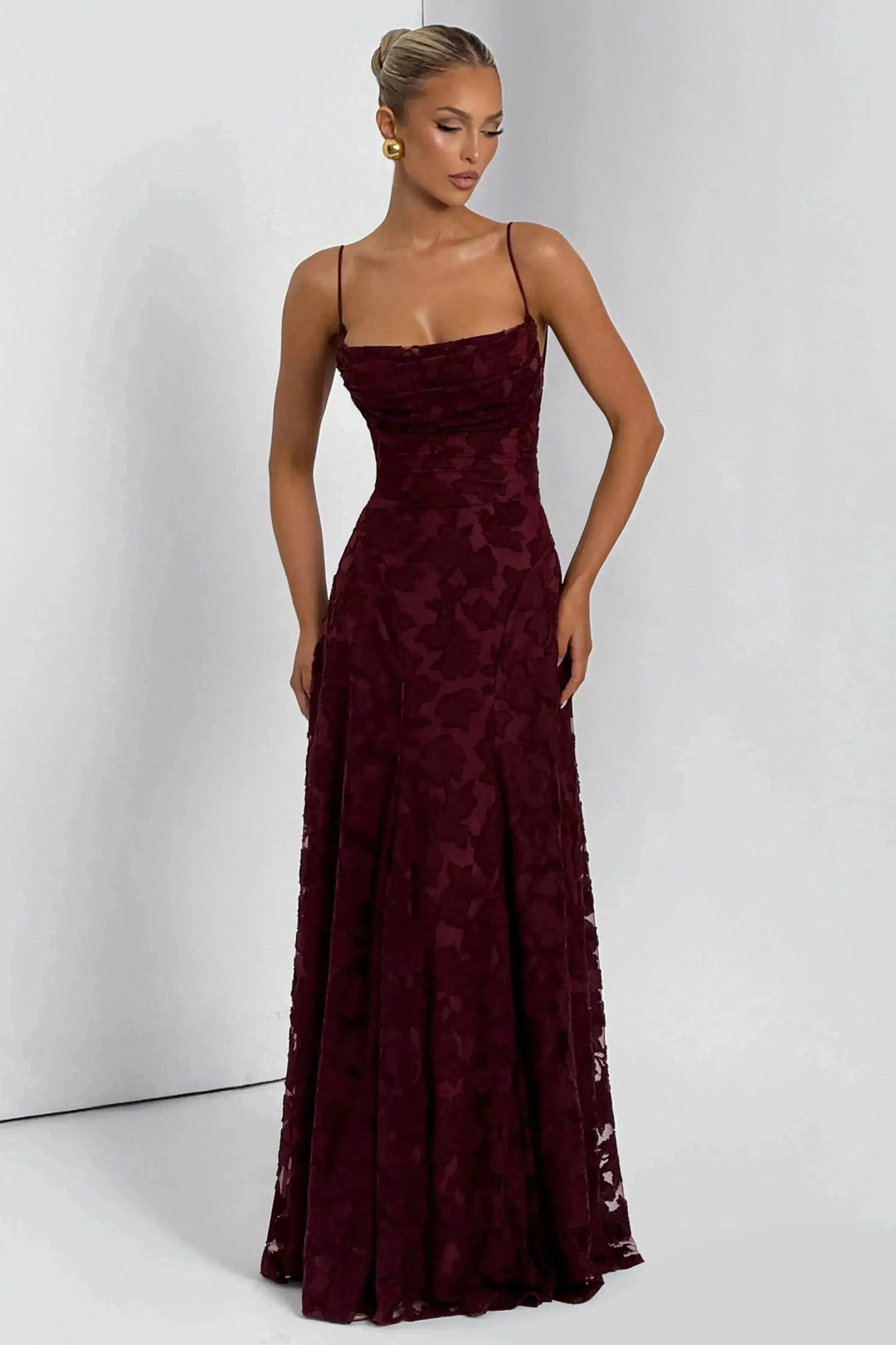 Celestine - Damen Blumen Wasserfall Maxikleid für Hochzeitsgäste