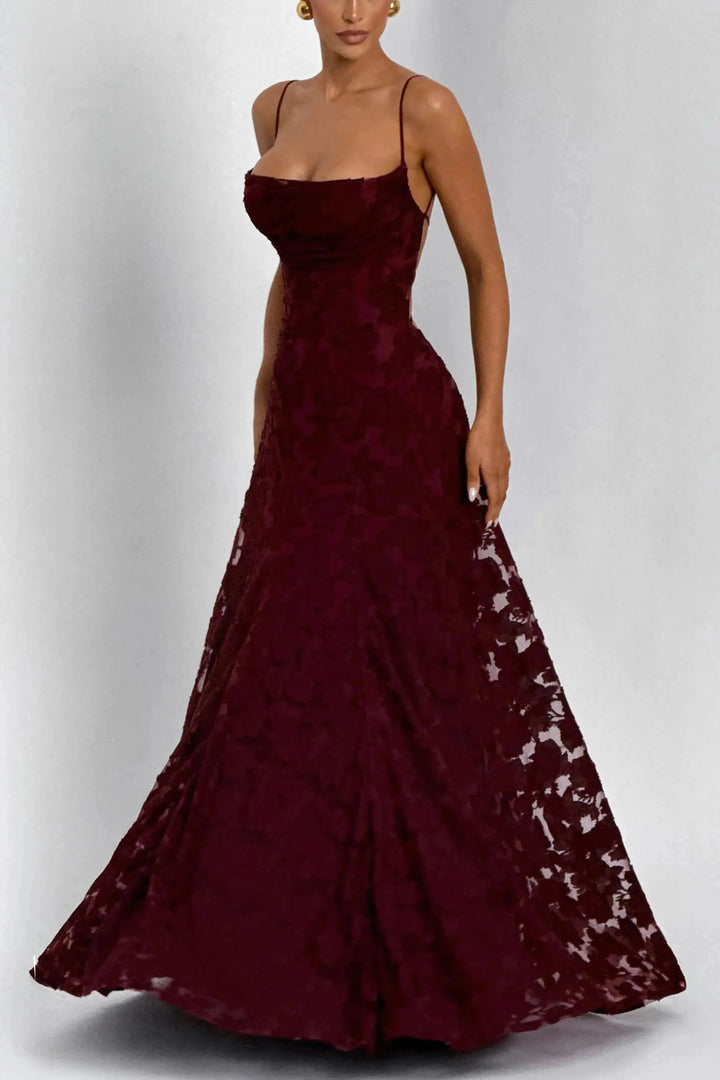 Celestine - Damen Blumen Wasserfall Maxikleid für Hochzeitsgäste