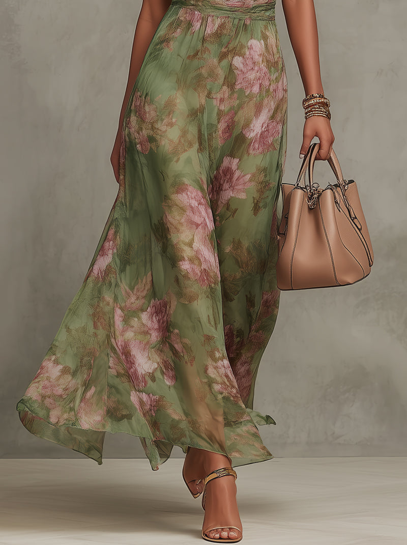 Berenice - Florales Halter Maxikleid