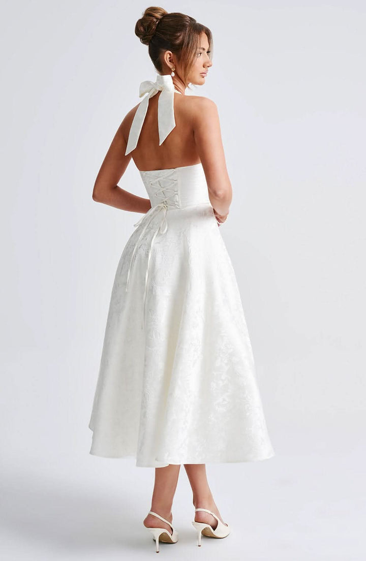 Isalora - Florales Neckholder Midi Kleid