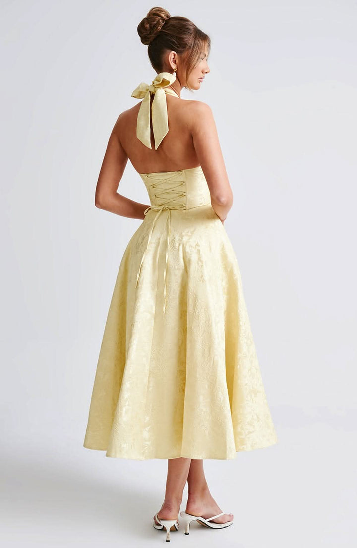 Isalora - Florales Neckholder Midi Kleid