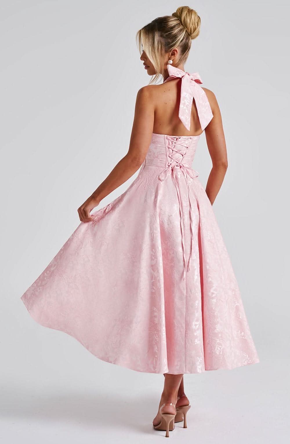 Isalora - Florales Neckholder Midi Kleid