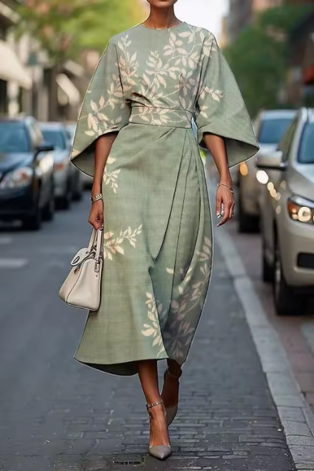 Calantha - Florales Kimono Midi Kleid
